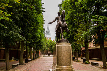 Paul Revere statue in Boston - Powered by Adobe