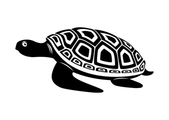 Sea turtle black and white icon vector. Sea turtle silhouette icon isolated on a white background