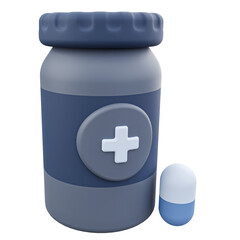 Obraz premium 3d Medical bottle with blank label and pills. Isolated on white background. 3d illustration