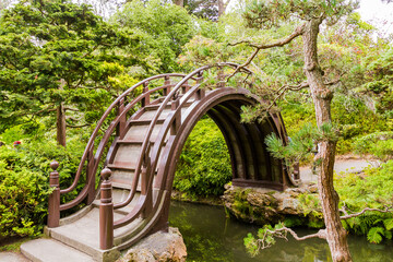 Wooden bridge in Japanese Tea Garden, San Francisco