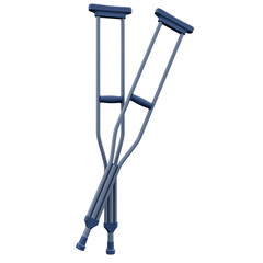 3d  illustration 3d pair of crutches orthopedic equipment on white background