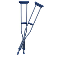 3d  illustration 3d pair of crutches orthopedic equipment on white background