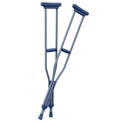 3d  illustration 3d pair of crutches orthopedic equipment on white background