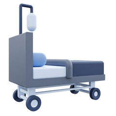 3d Isolated medical bed icon with iv bag on a white background. Can be used for infographics, internet sites, web banners. Vector isometric illustration.