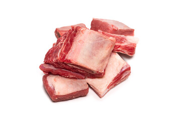 Raw beef ribs isolated on white background.