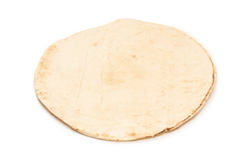 Grilled pitta bread isolated on white background.