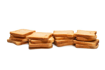 Delicious bread slices isolated on a white background.