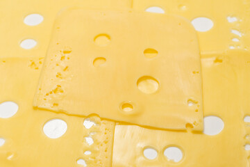 Cheese slice isolated on white background.