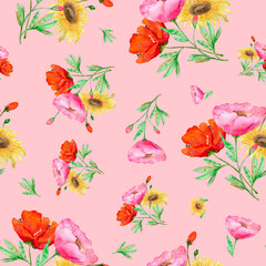 seamless pattern abstracts floral composition