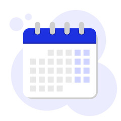 Calendar icon flat design blue color