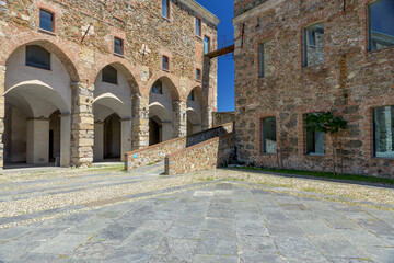 Savona, Italy. May 20th, 2021. Detail of the parade ground of the Citadel of the Priamar Fortress.