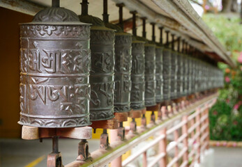 buddhist prayer wheels - obrazy, fototapety, plakaty