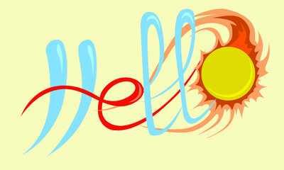 stylized image of the word hello in colorful colors for prints on clothes, banners, greeting cards and for decorating messages and children's interiors
