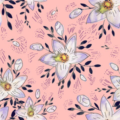seamless pattern abstracts floral composition