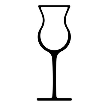 Black silhuette of glass for cocktail or short drink. Glass for vodka or hungarian palinka. Glass for shot drink. Vector illustration, flat style