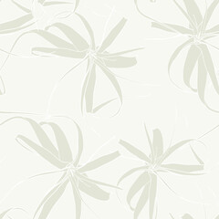 Cute floral pattern of Tillandsia plant. Seamless light green texture. Colored cute cacti. Elegant pattern for fashionable prints.