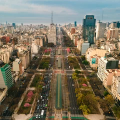 Fotobehang aerial landscape of "9 de Julio" avenue in the city of Buenos Aires  © Guido