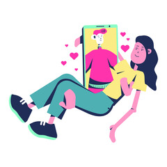 illustration of a couple in a long distance relationship.