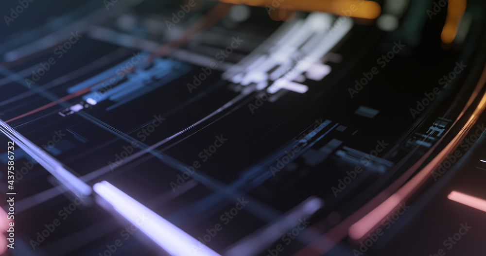Poster abstract hi-tech digital technology background. holographic plates. decoding, encoding digital circu