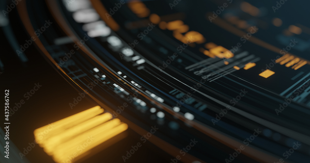 Poster abstract high tech digital technology background. decoding, encoding digital circular design