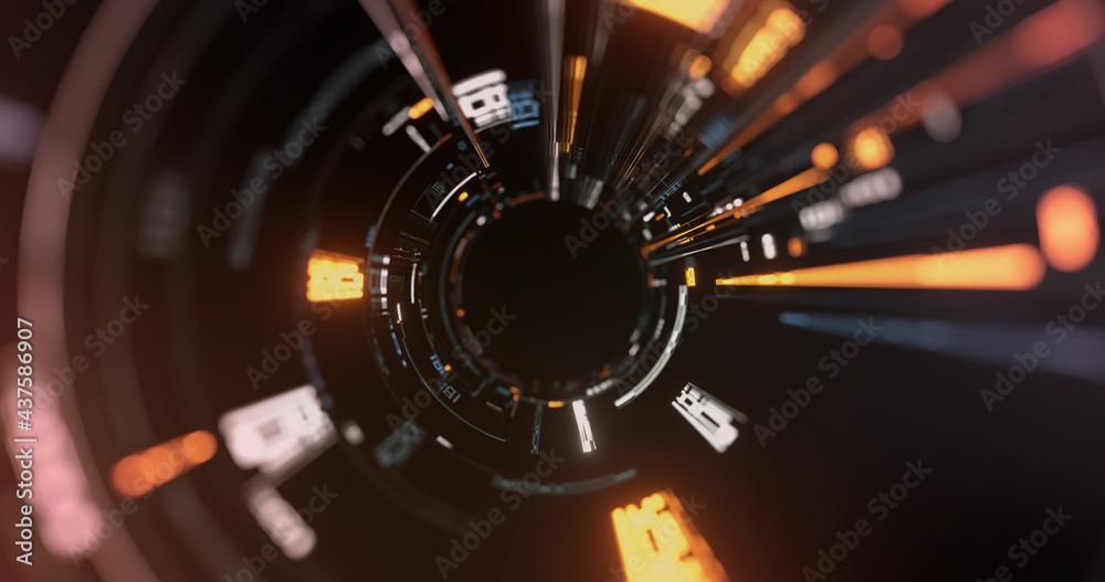 Poster circular abstract iris. big data visualization. science, technology background. 3d rendering