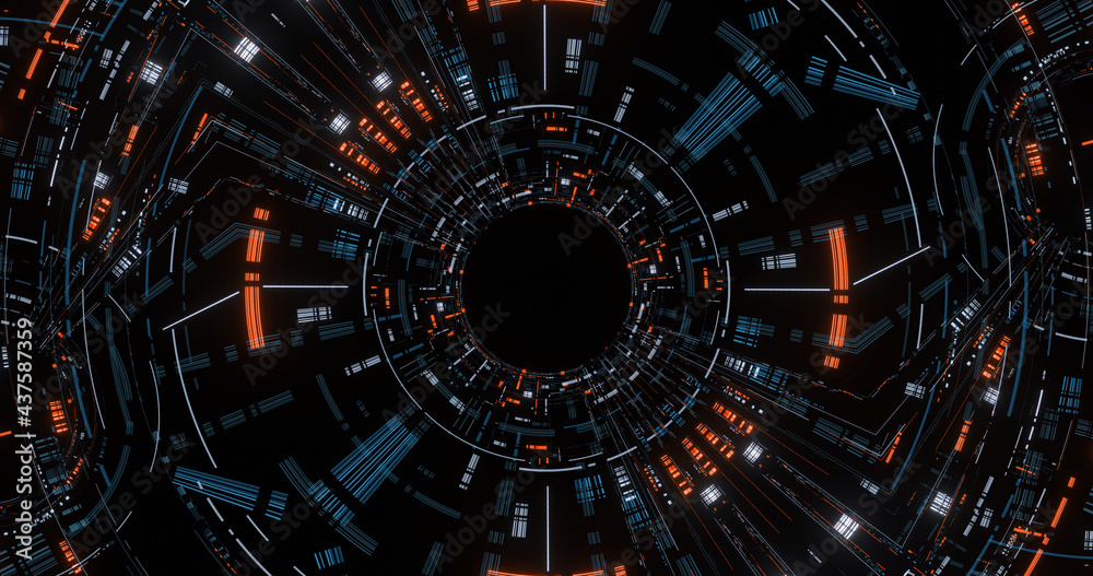 Poster crypto currency digital encryption locks flowing in a circular pattern. connected currency.