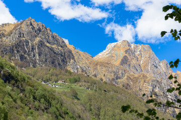 houses high in the alpine mountains