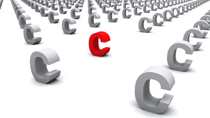 3D illustration of  the letter C Standing out from the crowd