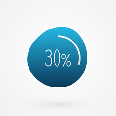 30 percent isolated pie chart. Vector infographic gradient icon. Sign for business, finance, web design, download, progress