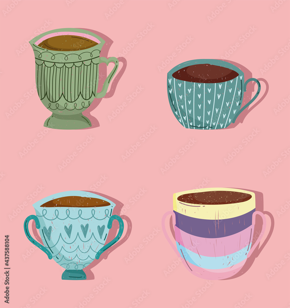 Sticker coffee cups set