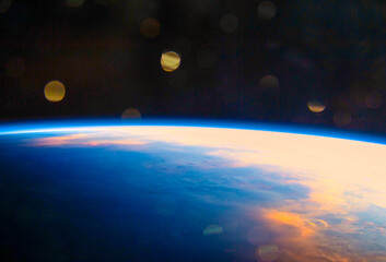 Planet Earth with lens flares. Digital Enhancement. Elements of this image furnished by NASA