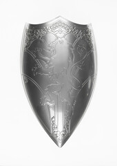 silver knight shield isolated on white background