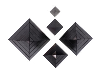 abstract black geometric pyramids isolated on white background