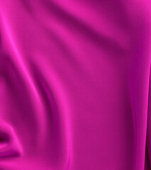 fuchsia satin fabric with soft folds, top view