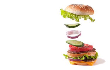 burger on white background 
