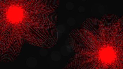 Abstract background. red, glowing flowers on a dark background. Vector illustration. It can be used in the design of cover art, screen saver, book design, poster, flyer, CD cover, website background, 