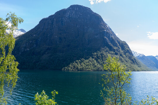 Oldevatnet, a lake in the municipality of Stryn, in the Oldedalen Valley, in County Vestland, Norway