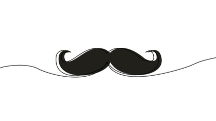 Mustache drawing with a continuous line. Father's Day concept. Vector illustration