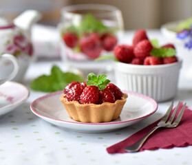 fruit tart with red berries