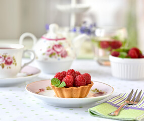 fruit tart with red berries