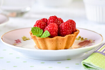 fruit tart with red berries