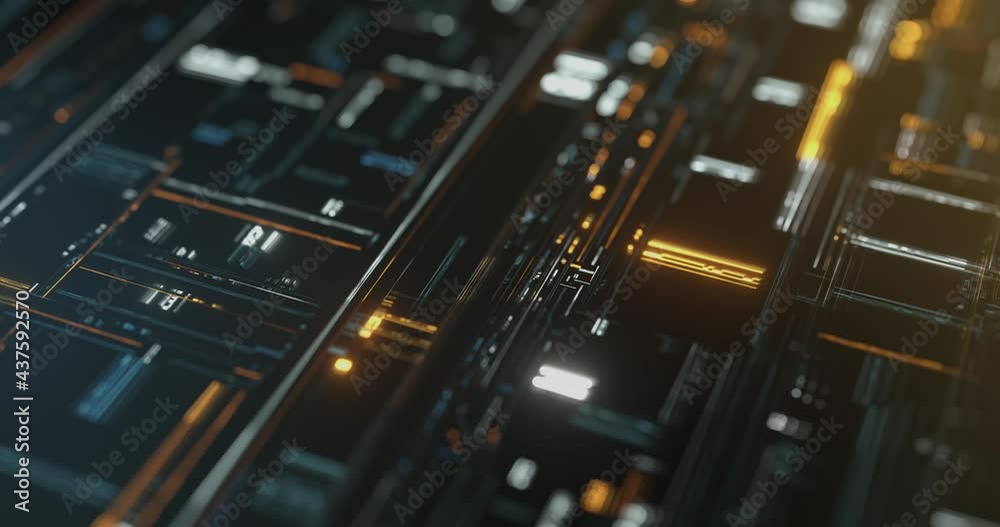 Poster futuristic virtual cpu processor on cryptography concept. abstract big data visualization animation,