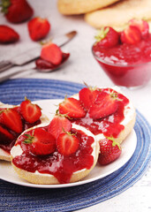 Wheat sandwiches with strawberry marmalade