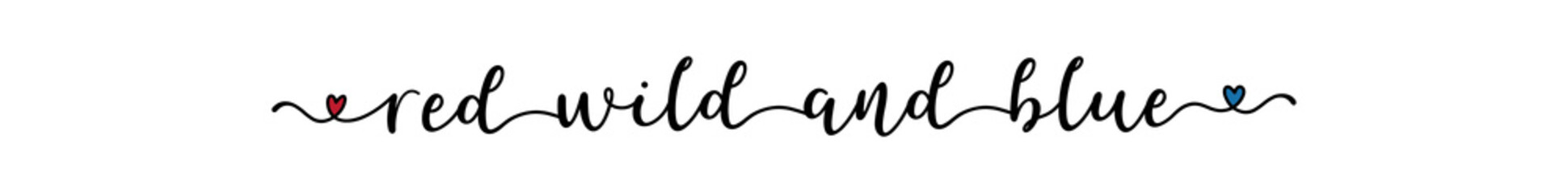 4th July. Hand drawn RED WHITE BLUE quote. Independence Day of USA lettering. American patriotic phrase for postcard, invitation, poster, icon, label.