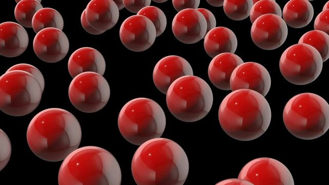 3d rendering of a black flat surface covered by bright red balls