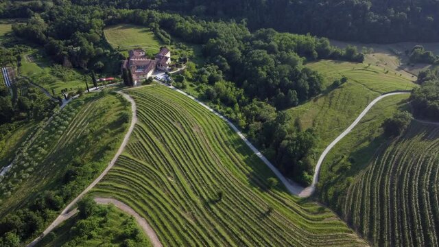 view from the top of the mountain- village of Montevecchia and Curone Valley regional park, Brianza, Lombardy, Italy