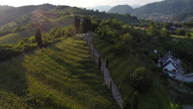 view from the hill - village of Montevecchia and Curone Valley regional park, Brianza, Lombardy, Italy