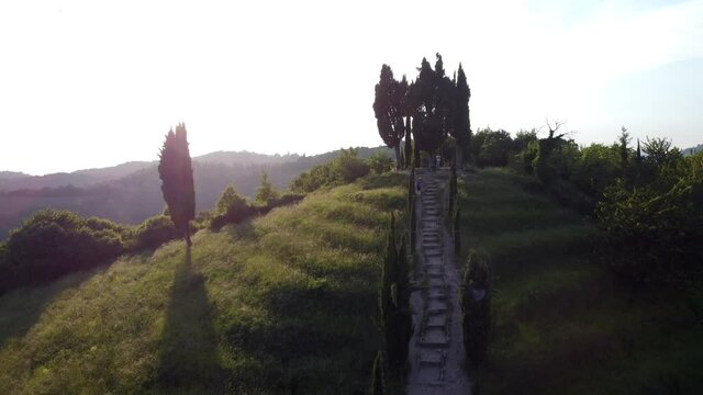 view of the valley of the mountains- village of Montevecchia and Curone Valley regional park, Brianza, Lombardy, Italy