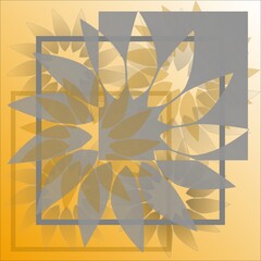 Abstract illustration with overlapping gray star-shaped flowers on a yellow gradient background