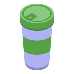 Coffee thermo cup icon. Isometric of Coffee thermo cup vector icon for web design isolated on white background